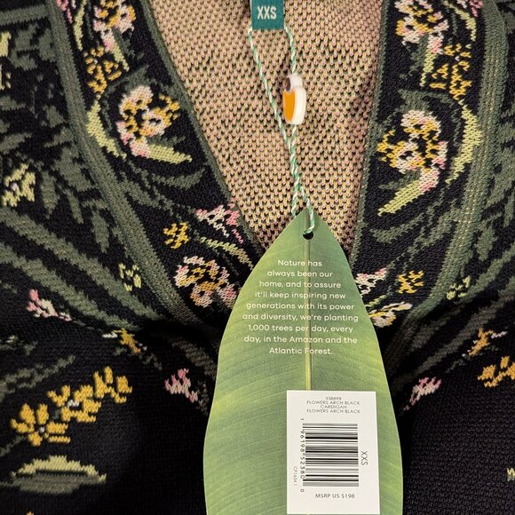 Farm Rio Black Flowers Arch Knit Cardigan - Picture 3 of 3